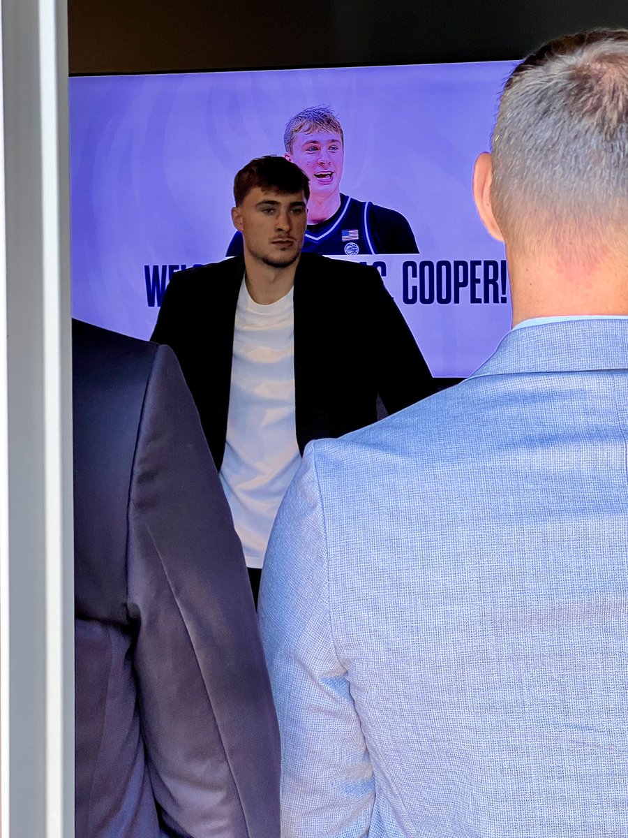 Cooper Flagg is here. Waiting in the lobby before his official introduction as a member of the Dallas Mavericks.