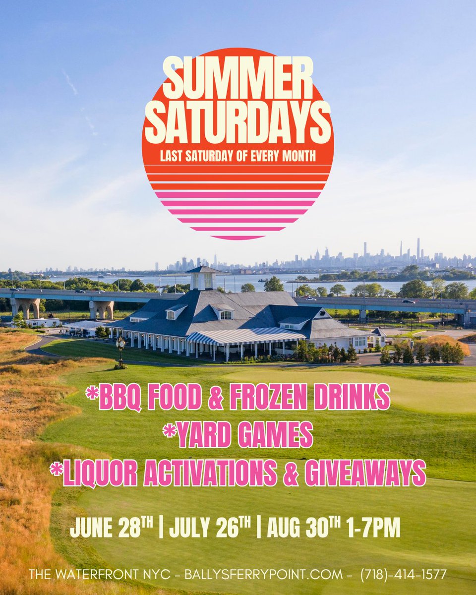 Bally's Golf Links at Ferry Point (@ballysgolffp) on Twitter photo Starts tomorrow, 1-7pm😎
Our new event for all ages to come enjoy a summer day filled with delectable food, fun yard games, liquor activations and giveaways! 💛
<a href="/williamgrantusa/">WGS USA</a> @reyka_vodka
Visit ballysferrypoint.com for more info on upcoming events.
#BallysGolf #nyc Starts tomorrow, 1-7pm😎
Our new event for all ages to come enjoy a summer day filled with delectable food, fun yard games, liquor activations and giveaways! 💛
<a href="/williamgrantusa/">WGS USA</a> @reyka_vodka
Visit ballysferrypoint.com for more info on upcoming events.
#BallysGolf #nyc