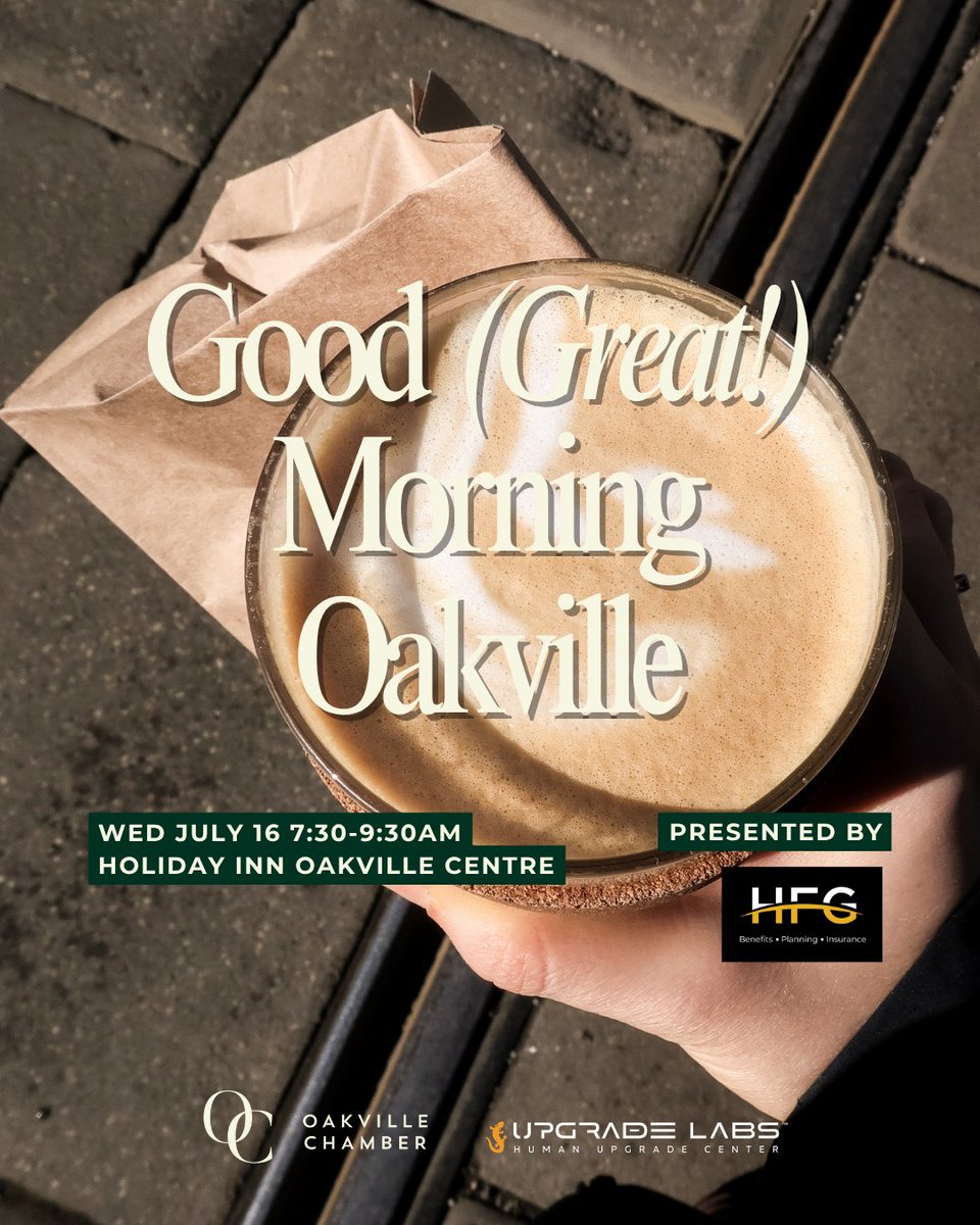 Coffee. Conversation. Community. ☕️

Join Good (Great!) Morning Oakville on July 16 — the Chamber’s signature networking breakfast! 🌞 (exclusive to Chamber members &amp; their guests)

🗓 7:30–9:30am | Holiday Inn Oakville Centre

👉 Get more info: l8r.it/igBG