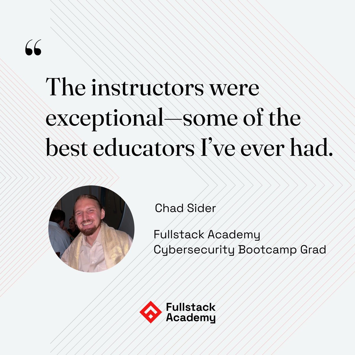 fullstack's tweet image. For Chad Sider, a #FullstackAcademy Cybersecurity Bootcamp alum, gaming consoles sparked a lifelong interest in tech. That curiosity eventually led him to pursue a career in #cybersecurity. Explore his journey & learn how to seek out your own career goals: flstk.io/cyb-alum-x