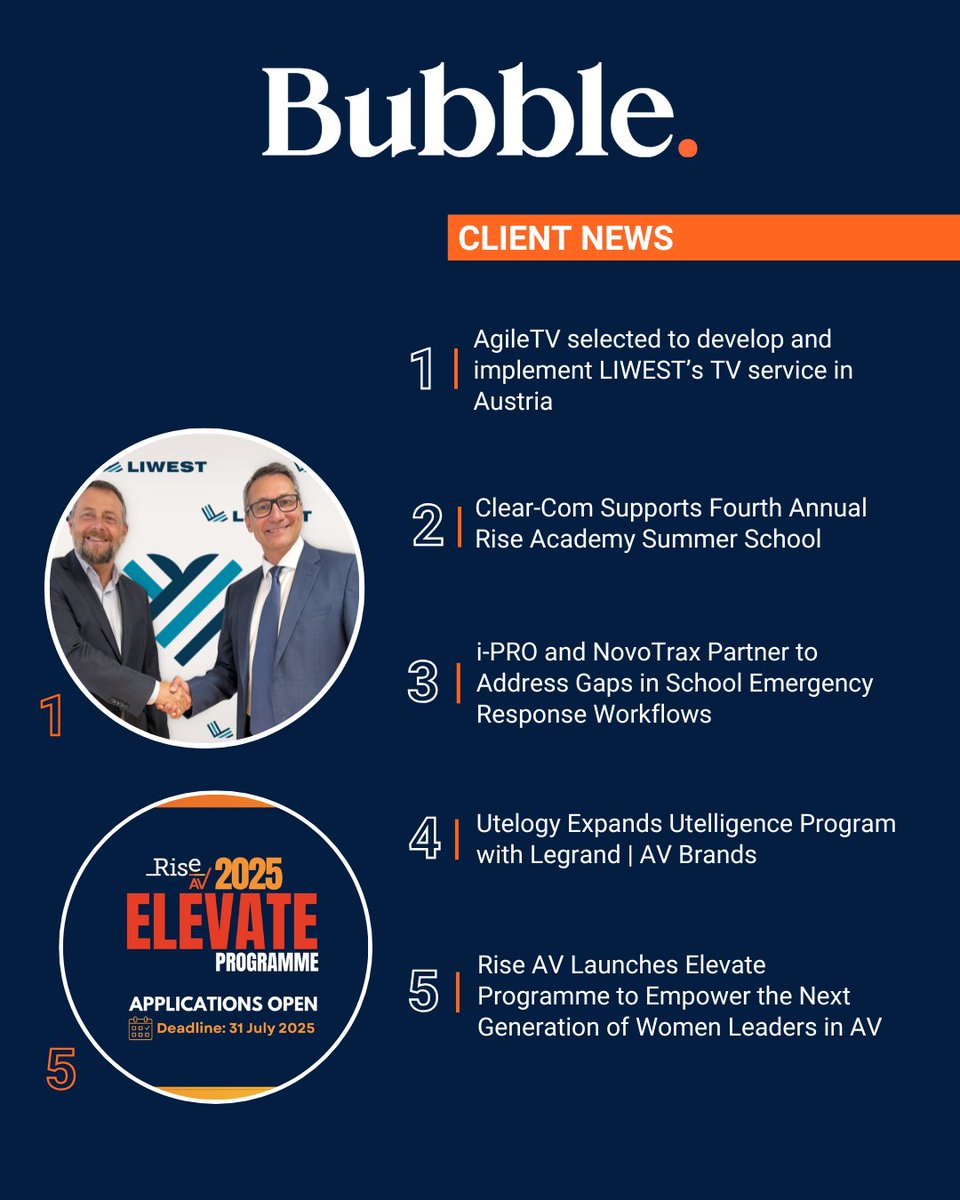 📣 FRIDAY ROUNDUP! 

Check out some of our clients' exciting announcements that have been released recently:

Visit our website to read more: lnkd.in/e6j_W4xB

📧 Questions for us? Email us at: hello@bubbleagency.com 

#BubbleAgency #PR #Marketing #Events