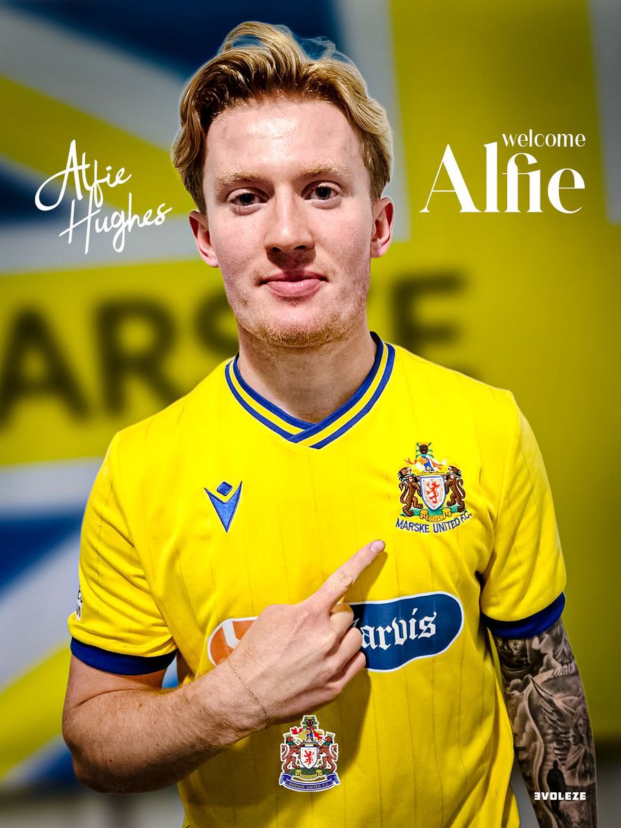 MarskeUnitedFC's tweet photo. NEW SIGNING ALERT ‼️✍️ 

We are delighted to announce that Alfie Hughes has joined us for the upcoming season. 

Welcome, Alfie 👊

#UTM 🟡🔵 https://t.co/fc1arzDZNk