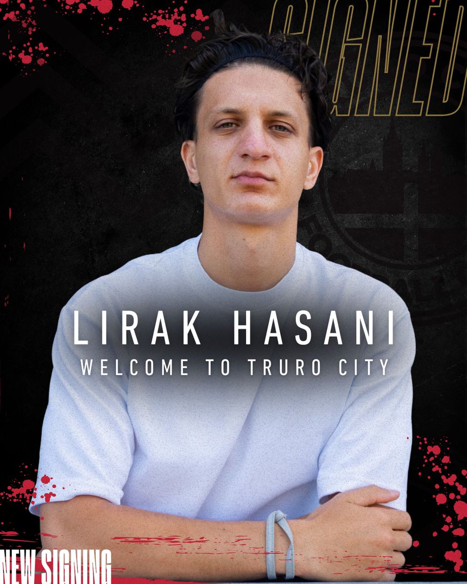 ✍️ Lirak Hasani, welcome to Truro City!

⬇️ Read more about our latest signing, who last term plied his trade at Torquay United. 

🔗 Link: tinyurl.com/2py6xvfh

❤️🖤 #WeAreTheCity