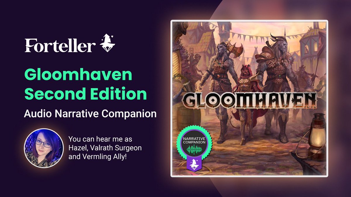 Shelley ๐๏ธ (@shuntervo) on Twitter photo Yay! <a href="/fortellergames/">Forteller Games</a> have released their latest audio narration project: Gloomhaven Second Edition!
I'm pleased to say that I got to voice a few characters in this one. Huge amount of love for the Forteller team. ๐ Yay! <a href="/fortellergames/">Forteller Games</a> have released their latest audio narration project: Gloomhaven Second Edition!
I'm pleased to say that I got to voice a few characters in this one. Huge amount of love for the Forteller team. ๐