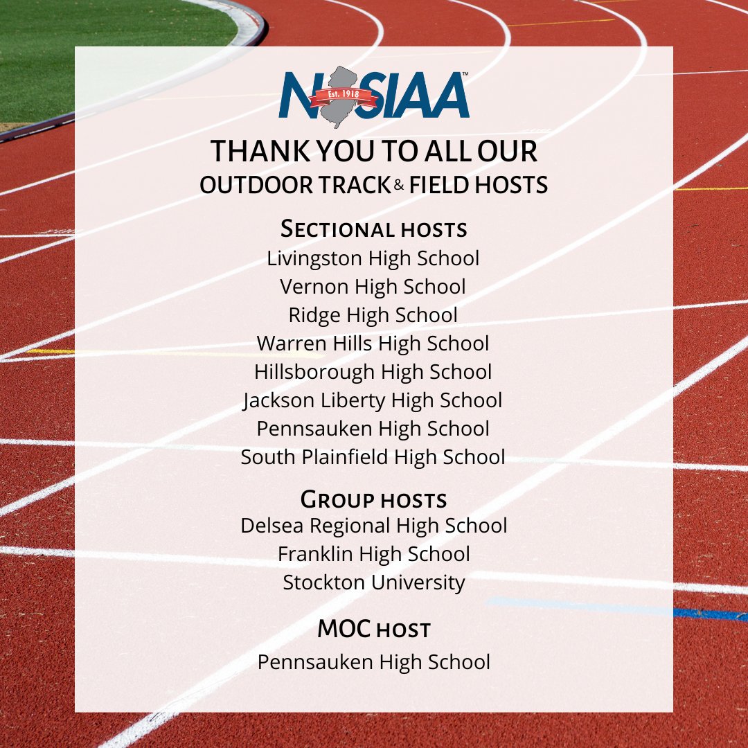 NJSIAA's tweet image. NJSIAA congratulates our 2024-25 Spring Track &amp;amp; Field State Champions! We also want to thank our generous hosts for their hospitality hosting the NJSIAA Spring Track &amp;amp; Field State Tournament.