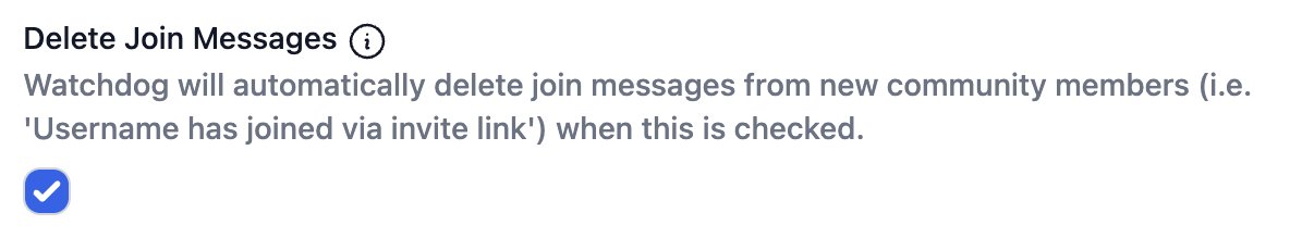 Another watchdog.chat feature shipped by customer request!

Watchdog can now clean up the "Username has joined via invite link" spam in Telegram groups

Just check one checkbox and say goodbye to all of that nonsense 😌