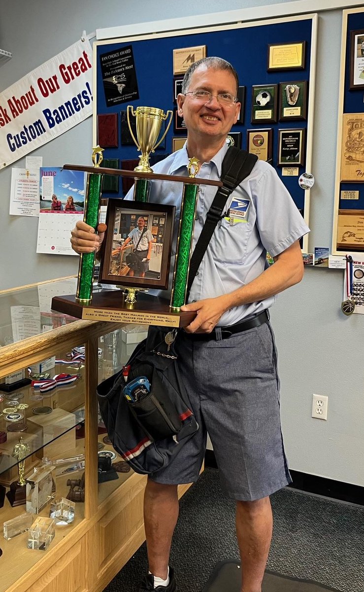 Congratulations to our wonderful mailman Wally on his retirement day from the Postal Service!