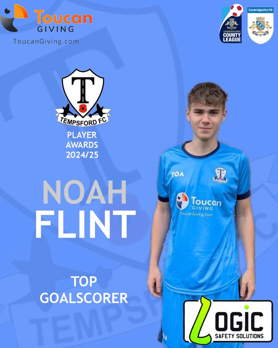 🚨 Tempsford FC Top Goalscorer 2024/25 🚨

Congrats to Noah Flint – our leading marksman this season! ⚽🔥

A constant threat up top and a huge part of our success 💙

#TempsfordFC #TopScorer #NoahFlint #GoalMachine