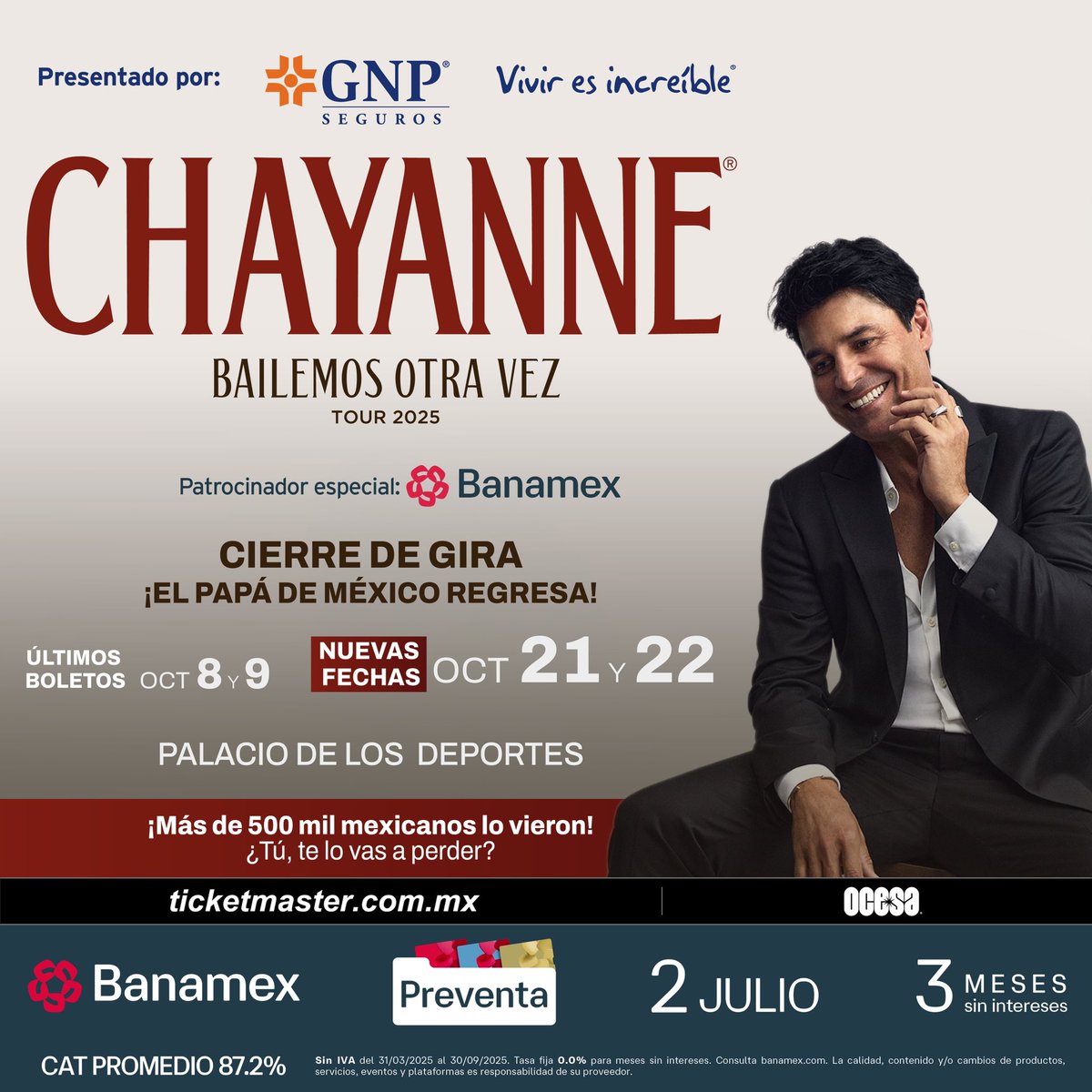 CHAYANNE (@chayannemusic) on Twitter photo Ciudad de México, la fiesta no termina! 🇲🇽
Dos fechas no eran suficientes para tanto amor, así que nos veremos también el 21 y 22 de octubre. Gracias por hacerme sentir en casa… Seguimos!!! 🔥 <a href="/ocesa_total/">Ocesa Total</a> Ciudad de México, la fiesta no termina! 🇲🇽
Dos fechas no eran suficientes para tanto amor, así que nos veremos también el 21 y 22 de octubre. Gracias por hacerme sentir en casa… Seguimos!!! 🔥 <a href="/ocesa_total/">Ocesa Total</a>