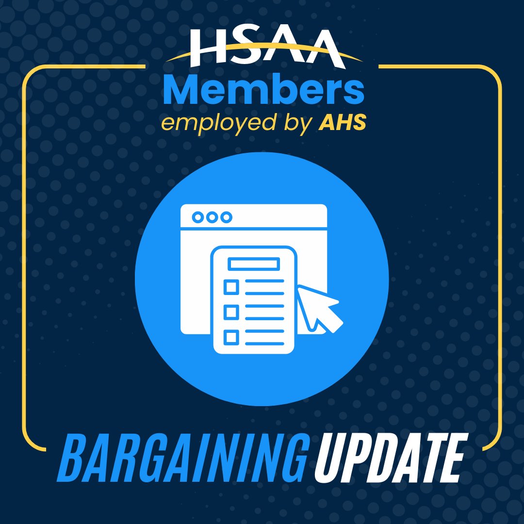 HSAAlberta's tweet image. 📣 Attention AHS members! Another bargaining update is live. Check your emails or read the full update here: hsaa.ca/post/ahs-barga…