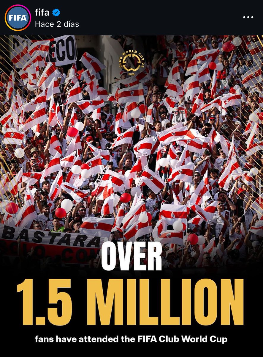 LA FIFA CONFIRMÓ QUE HUBO UN MILLÓN Y MEDIO DE HINCHAS DE RIVER EN EL MUNDIAL DE CLUBES

EL MOVIMIENTO POPULAR MÁS GRANDE DEL UNIVERSO