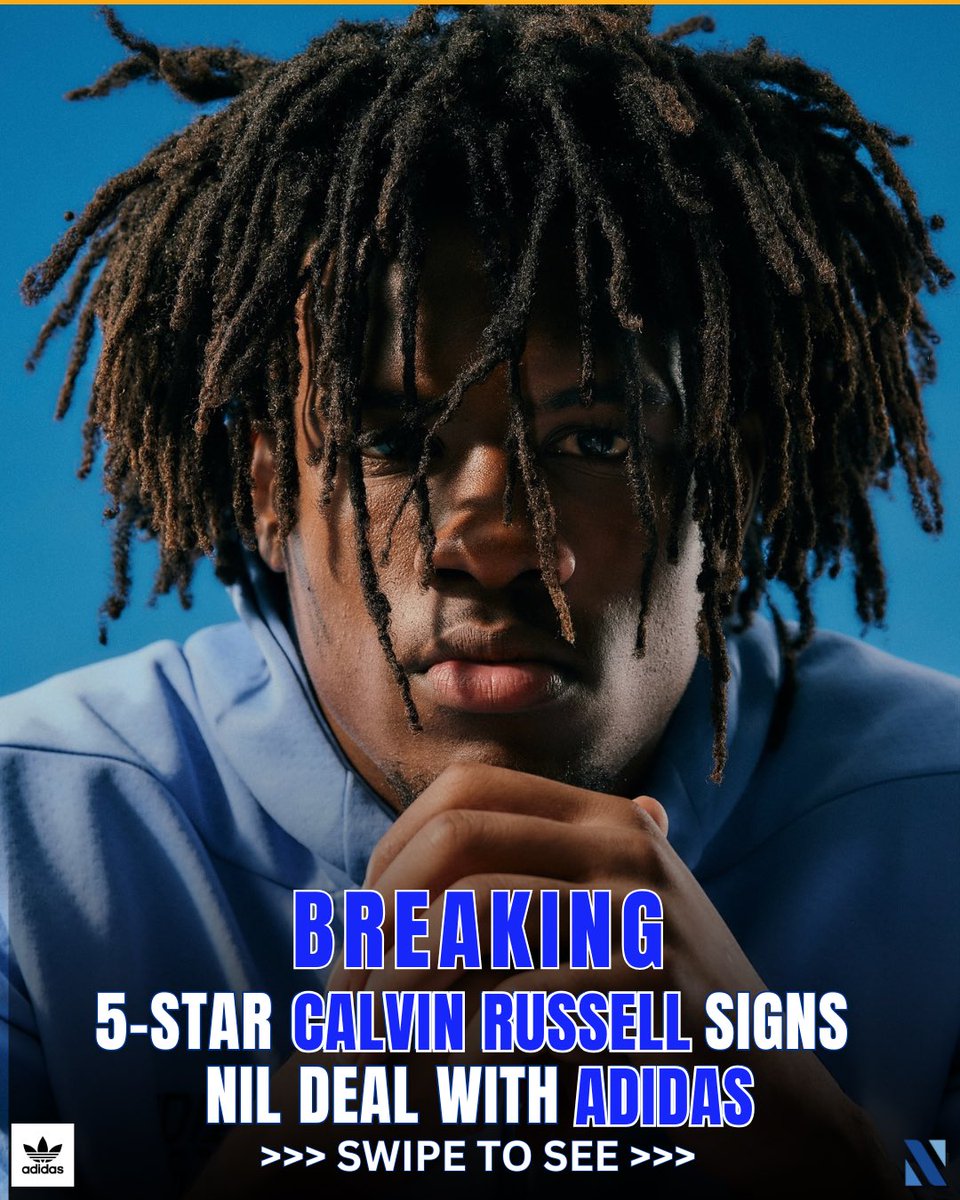 TheNetworkAdvsr's tweet image. 🚨 BREAKING:
NETWORK athlete and 5-Star 2026 WR Calvin Russell @14gump_ inks an NIL deal with @adidas ⭐️
The deal comes one week before Russell is set to announce his official commitment on July 5th.