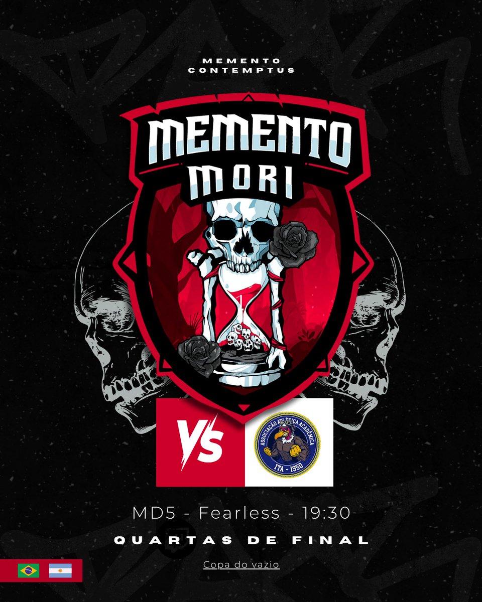 Memento Mori (@mmtmori1) on Twitter photo Vamos em busca de mais um título!
Quartas de final hoje pela copa do vazio <a href="/EmpoligaVP/">Empoliga VP</a> contra o pessoal da AAAITA. Vamos em busca de mais um título!
Quartas de final hoje pela copa do vazio <a href="/EmpoligaVP/">Empoliga VP</a> contra o pessoal da AAAITA.