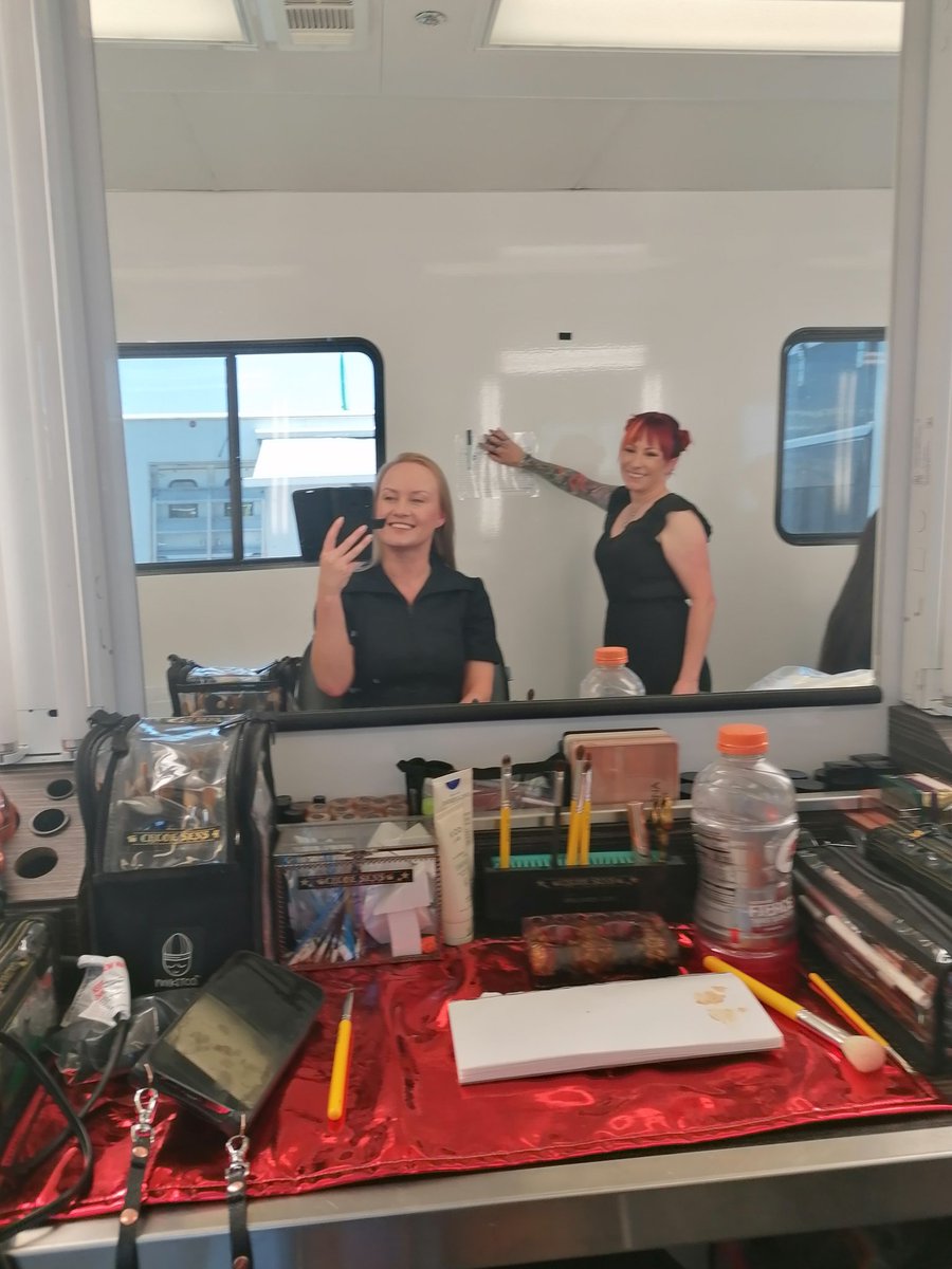 *Permission to post!
A little throwback in the H&amp;MU trailer at Warner Bros last week. Project still underwraps so makeup was covering the callsheet with the title on the wall.... Just in case 😂