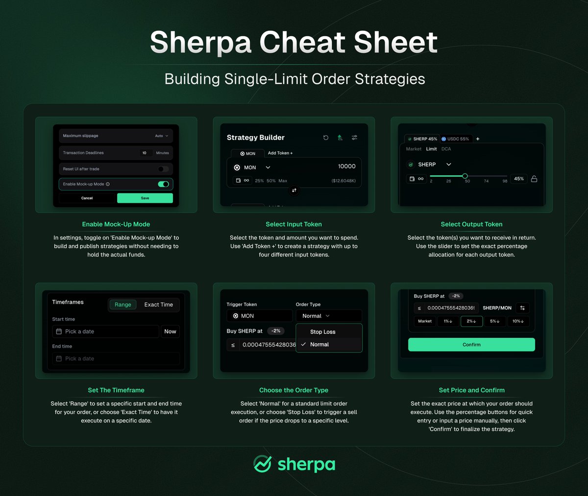 Limit orders, simplified!

We've mapped out the entire process for building a Single-Limit Order strategy on Sherpa.

Learn how to set your price, timeframe, and more in seconds 👇