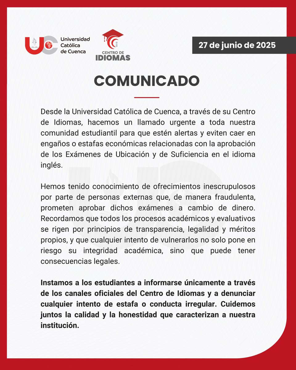 #ComunicadoOficial a toda nuestra comunidad estudiantil. 👇🏼
