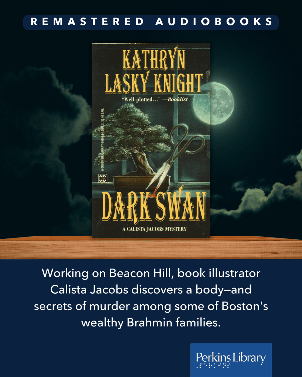 PerkinsLibrary's tweet photo. We love #Audiobooks! 🎧 In honor of #AudiobookAppreciationMonth, here are several remastered books from our own recording studio!

📕 Dark Swan: A Calista Jacobs Mystery @KathrynLasky1

📕 Radio My Way by Ron Della Chiesa

📕 The Islands of Boston Harbor by Edward Rowe Snow https://t.co/igp0ScIOdV