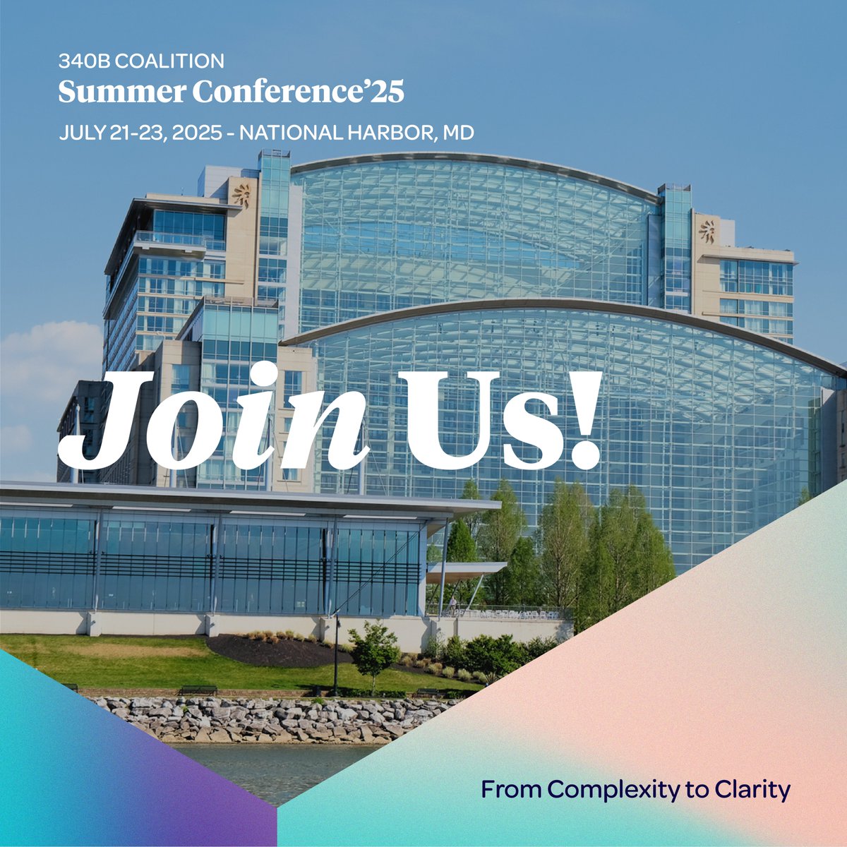 340BHealth's tweet photo. The @340BCoalition Summer #340BConf, occurring July 21-23 just a few miles away from the nation’s capital, will feature keynotes from drug pricing and policy experts @MaureenTestoni, Chantelle Britton of OPA, and Amy Walter of "The Cook Political Report with Amy Walter." Register now to hear their insights, learn alongside the #340B community, and network with the 340B community: https://t.co/RBYv8LNr7a.