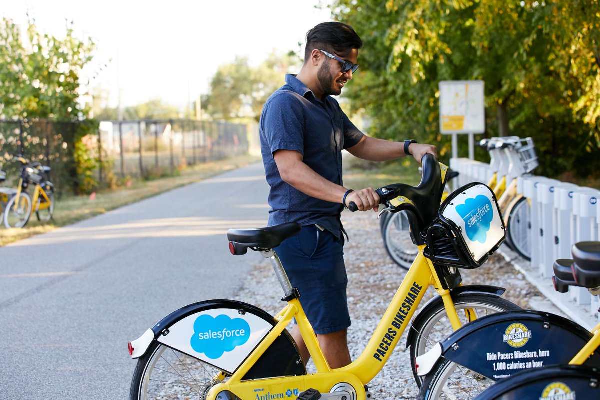 Pacersbikeshare (@pacersbikeshare) on Twitter photo Leave the car at home this weekend, and ride with Pacers Bikeshare instead! Thanks to supporters like <a href="/salesforce/">Salesforce</a>, our bikes are ready to get you where you need to go. 🚲☀️ Leave the car at home this weekend, and ride with Pacers Bikeshare instead! Thanks to supporters like <a href="/salesforce/">Salesforce</a>, our bikes are ready to get you where you need to go. 🚲☀️