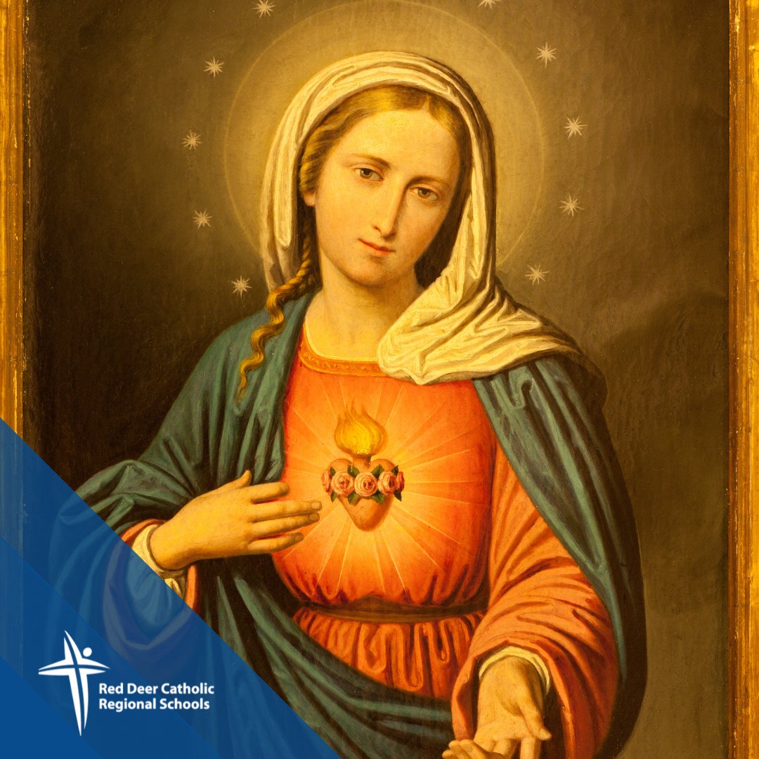 Today we celebrate the Immaculate Heart of Mary. Her pure and sinless heart is a model for us to love God fully and wholeheartedly. Inspired by her courageous love, may we strive to love God with all our heart.

#WeAreRedDeerCatholic #ImmaculateHeartOfMary