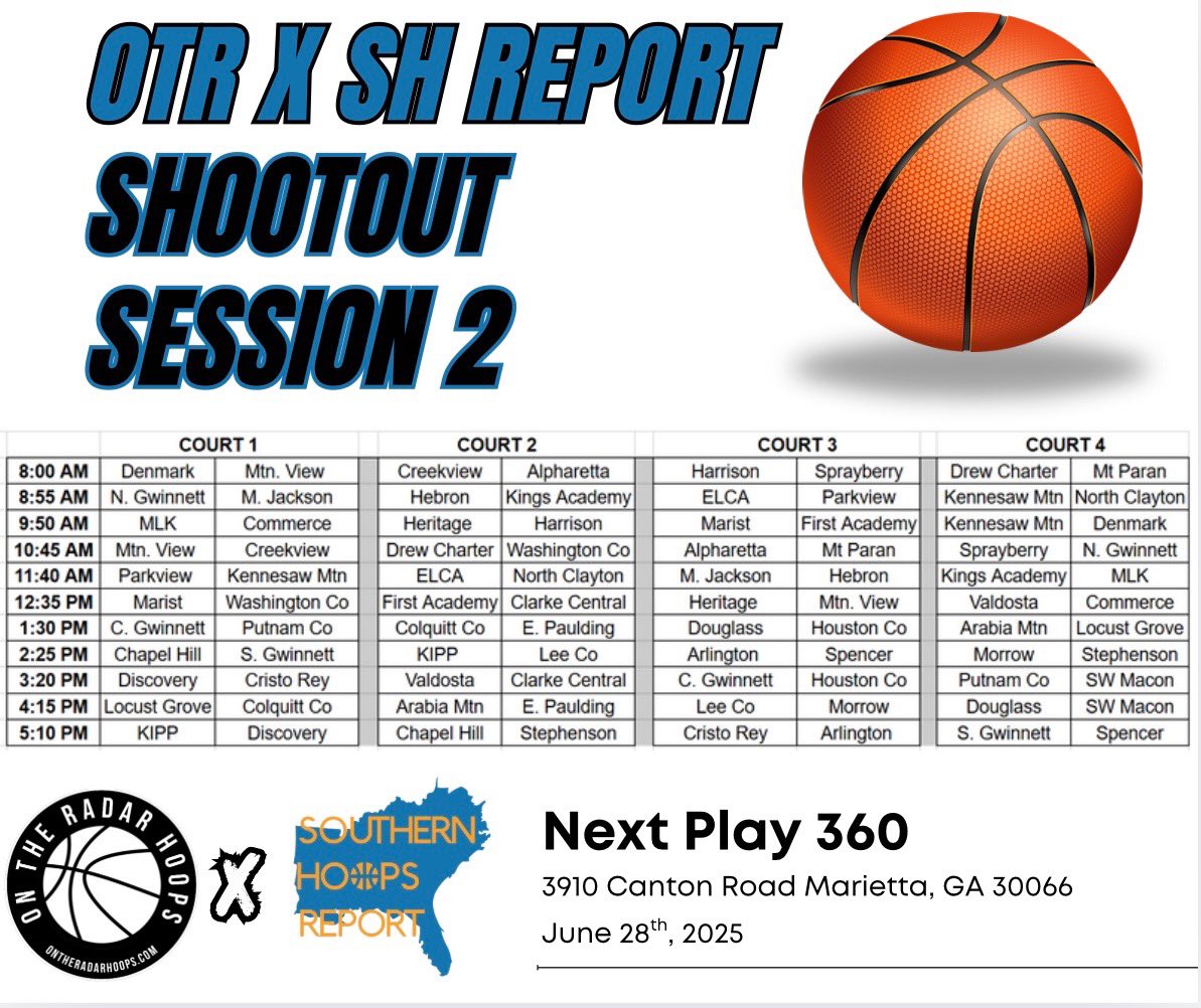 Shun Williams (@ontheradarhoops) on Twitter photo <a href="/OTRHoops/">On the Radar Hoops Events</a> x <a href="/SHReport/">SouthernHoopsReport</a>
🗓️: June 28th
🏢: Next Play 360 (GA)
✅ Elite Competition
✅ National Media
✅ Multiple Scouting Service
✅ College Coaches
⬇️: Schedule <a href="/OTRHoops/">On the Radar Hoops Events</a> x <a href="/SHReport/">SouthernHoopsReport</a>
🗓️: June 28th
🏢: Next Play 360 (GA)
✅ Elite Competition
✅ National Media
✅ Multiple Scouting Service
✅ College Coaches
⬇️: Schedule