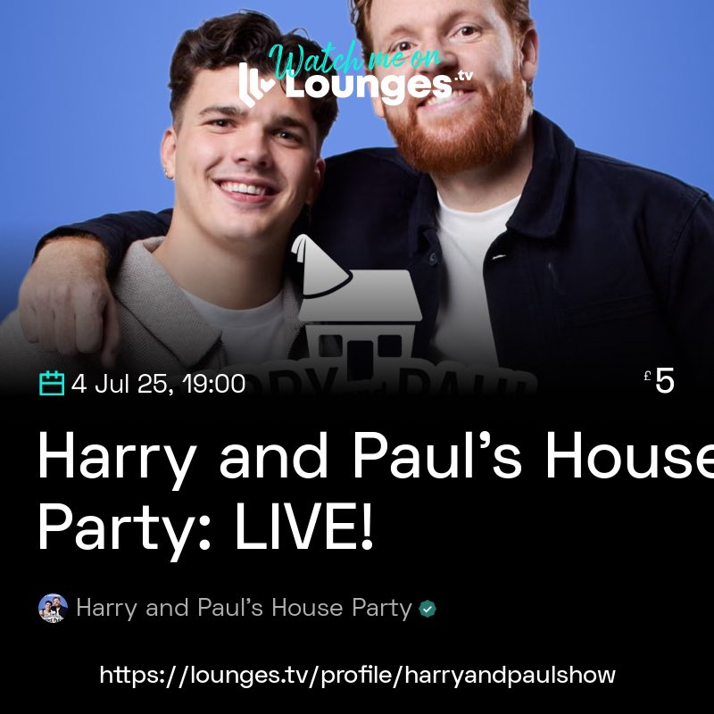 The live podcast recording is next Friday! Come watch and join in, lots of games, head to head quizzes against Harry and special guests that you can also meet! Thanks for the support, means the world! lounges.tv/lounge/details…