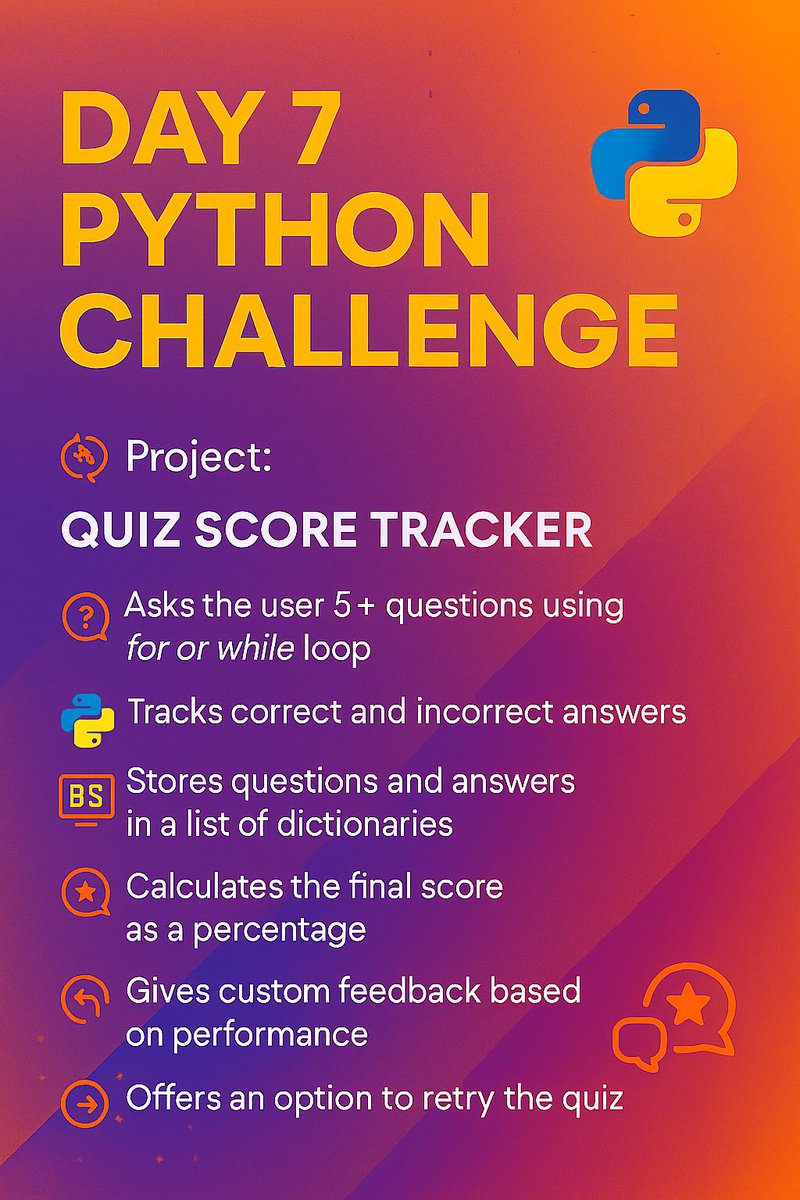 sir_triumph's tweet image. Its Day 7 ya'll
@Python_Dv
#Python , #pythonlearning , #pythonbeginners, #personalbootcamp #CodeNewbie #ProjectBasedLearning #100daysofcode #day7_of_100
@codewithkachi1 @Imotellectual @sir_triumph @buildinpublic