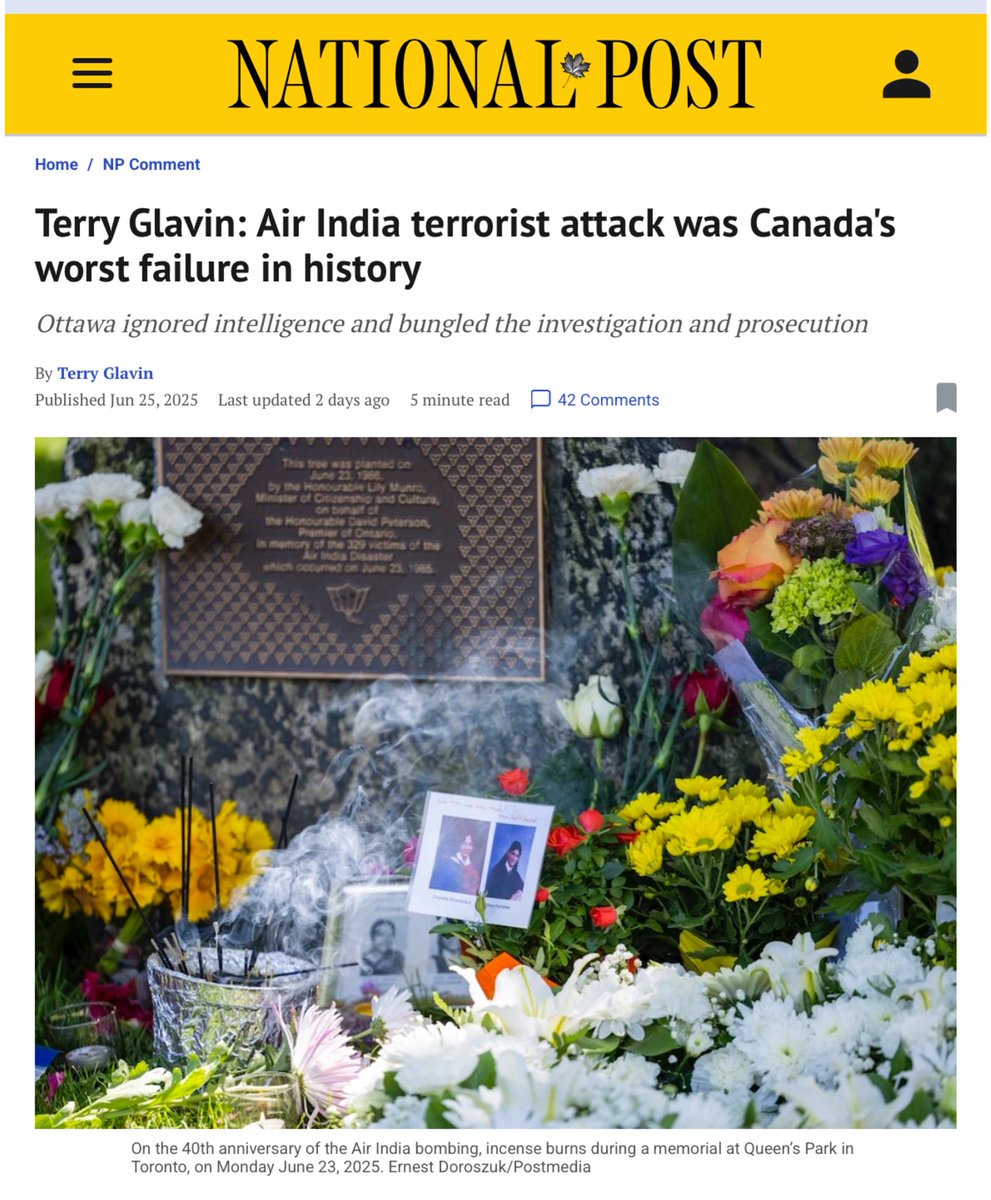CoHNA Canada (@cohnacanada) on Twitter photo Veteran Canadian journalist <a href="/TerryGlavin/">Terry Glavin 格立文</a> delivers a blistering indictment of political cowardice and bureaucratic failure in his powerful piece on the Air India Flight 182 bombing, the deadliest act of terrorism in Canadian history.
“𝘛𝘩𝘦 𝘣𝘰𝘮𝘣𝘪𝘯𝘨… 𝘸𝘢𝘴 𝘢𝘭𝘴𝘰 Veteran Canadian journalist <a href="/TerryGlavin/">Terry Glavin 格立文</a> delivers a blistering indictment of political cowardice and bureaucratic failure in his powerful piece on the Air India Flight 182 bombing, the deadliest act of terrorism in Canadian history.
“𝘛𝘩𝘦 𝘣𝘰𝘮𝘣𝘪𝘯𝘨… 𝘸𝘢𝘴 𝘢𝘭𝘴𝘰