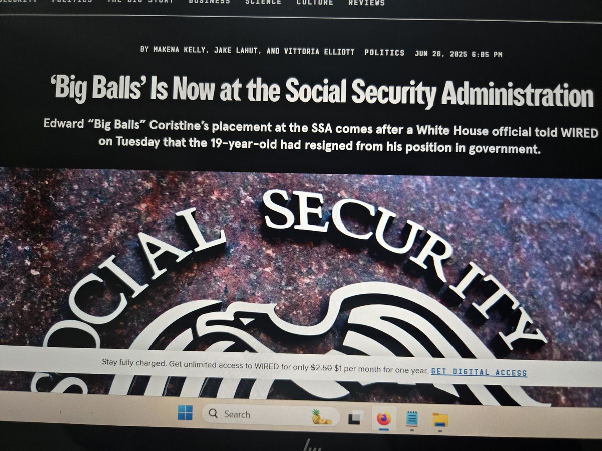 Guess where "big balls" just showed up, to tangle with your Social security money?