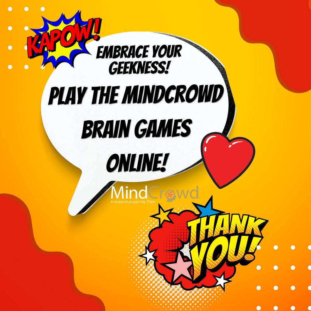 From Dungeons &amp; Dragons to Aquaman to MindCrowd Brain Games—embrace your geekness! 👓🎮🕹🙌

(and help advance scientific research!) 👉 mindcrowd.org 🙏👍

Saving brains, one geek at a time. 🧠✨

#EmbraceYourGeeknessDay #SundayVibes #OnlineGames🧠