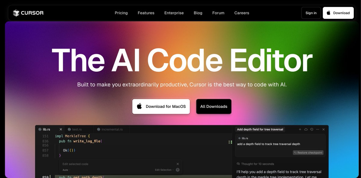 myzykyn's tweet image. Day 11 of 100 ✨

welcome to the fam, @cursor_ai 👋🏽. I&apos;ve started implementing it into my workflow, and so far, I have to say I&apos;m loving it. I&apos;ve seen many reviews and comparisons, but for now, I&apos;ll start with this.

I will continue testing and I will tell you how it goes. 💻