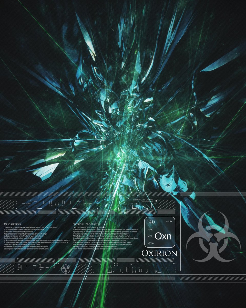 270625 - ELEMENT_019 - OXIRION

Software Used: / Blender3D + Affinity Photo + Photoshop + Affinity Designer /

#metalheart #Y2K #posterdesign #abstractart