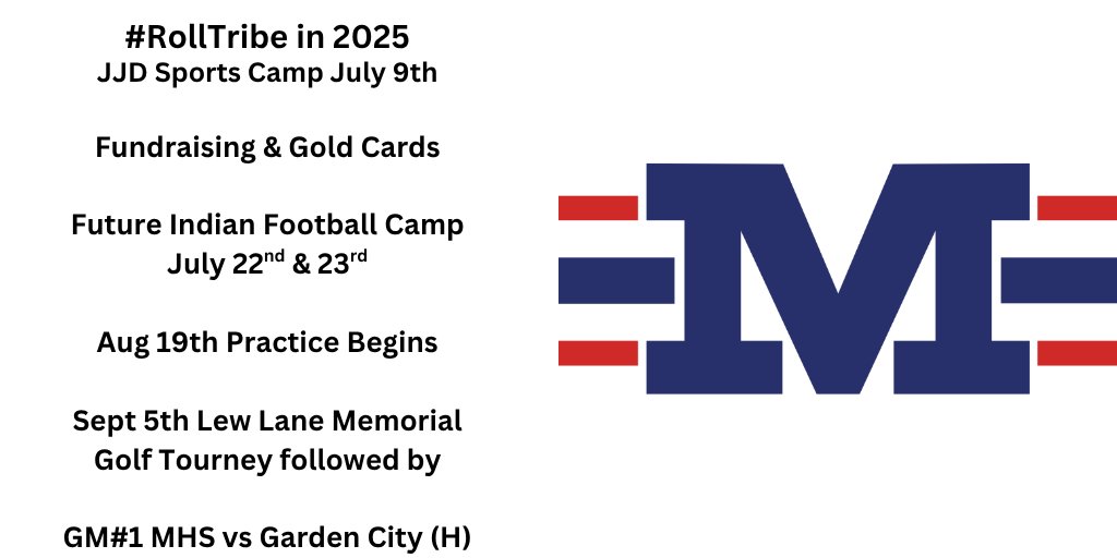Tribe_Football's tweet image. JULY-AUGUST-SEPT activities for MHS Football! Full calendar on at files.smartsites.parentsquare.com/4597/2025_summ…