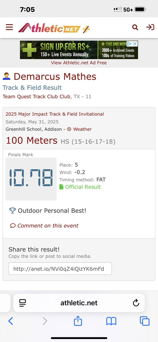 demarcusmathes2's tweet image. “Thankful for everything I learned as a sophomore — staying locked in, and ready for a big junior year.”
🔥10th Grade accomplishments
✅ Verified Track Times
• 10.78 – 100m
• 22.24 – 200m
• 41.37 – 4x100
🏈 Football Honors:
• 2nd-Team All-District CB
• All-District Track…