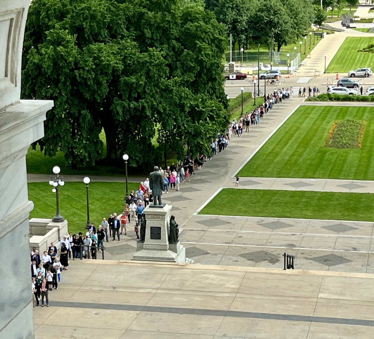 After 5 p.m. the line to view the caskets of Rep. Melissa Hortman and her husband Mark still stretches down to Rev. Dr. Martin Luther King Boulevard.