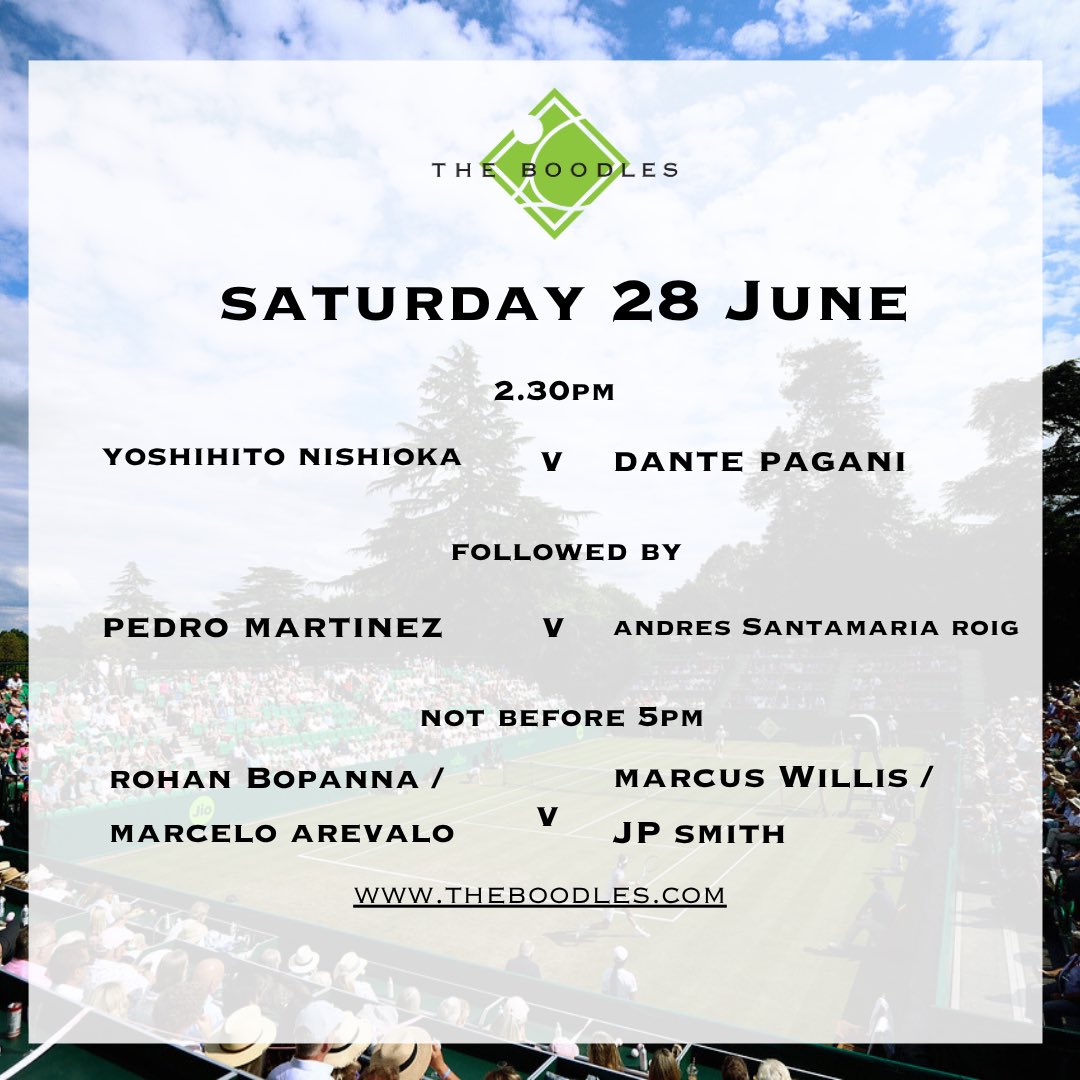 The Boodles Saturday schedule