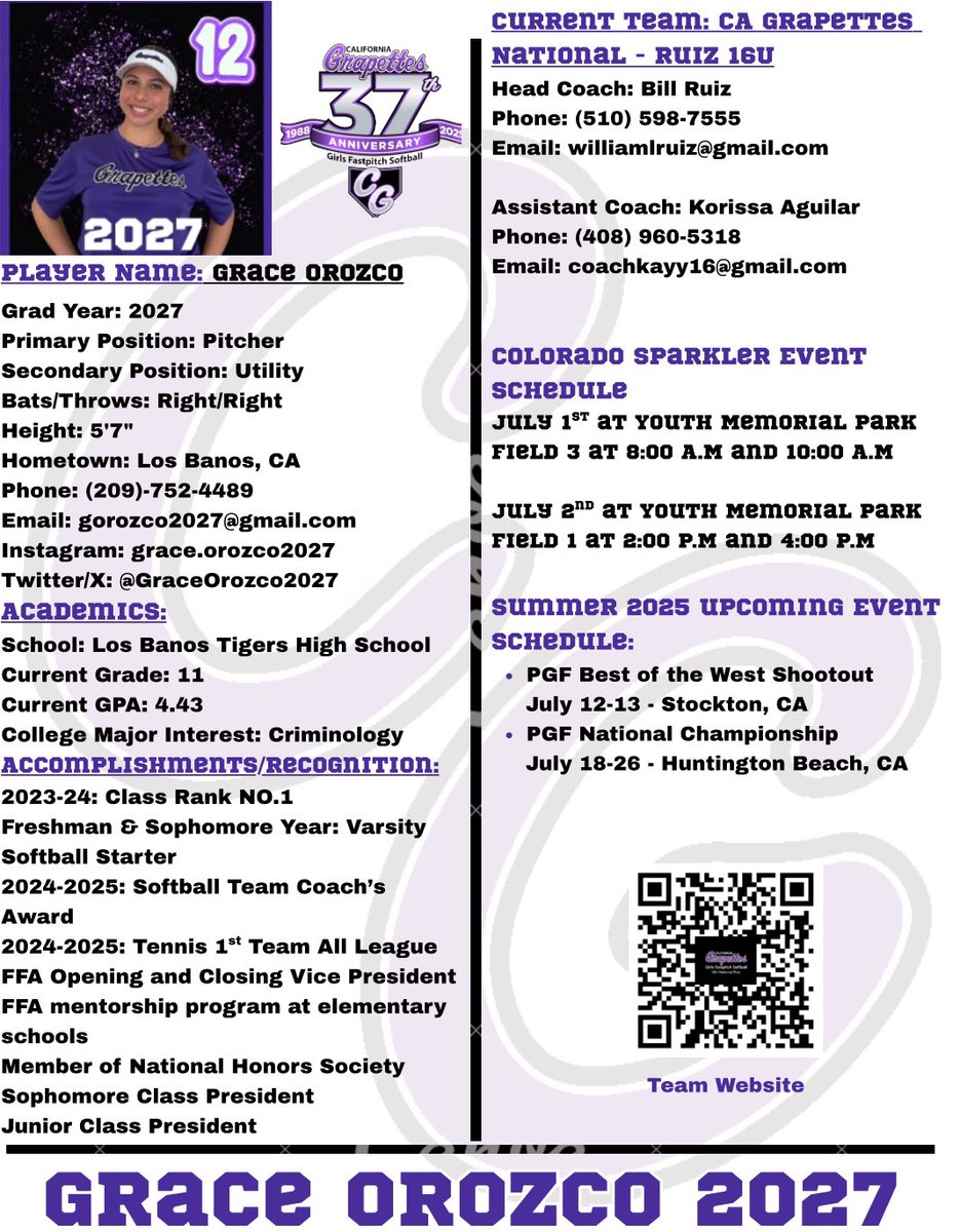Player profile sheet for 2025 <a href="/Grapettes_Ruiz/">Grapettes 16U National - Ruiz</a>
