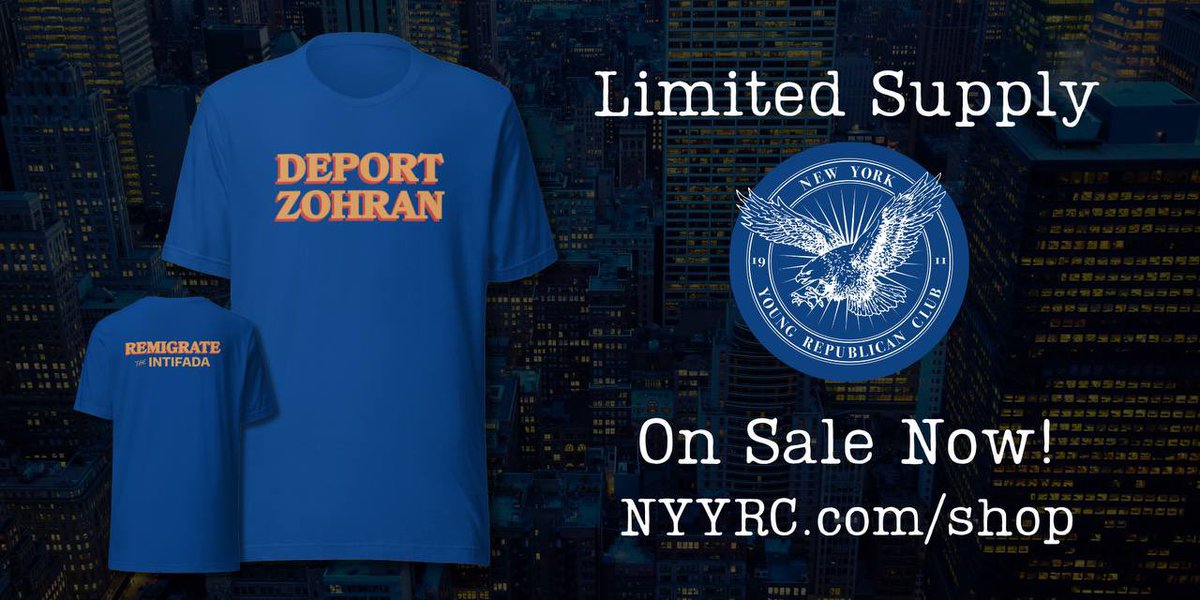 NYYRC's tweet image. 🚨LIMITED EDITION
Get your very own Deport Zohran t-shirt and be part of the movement. Let’s keep NYC great one deportation at a time. 🇺🇸🗽💪
T-shirts made in the USA- unlike Zohran.
