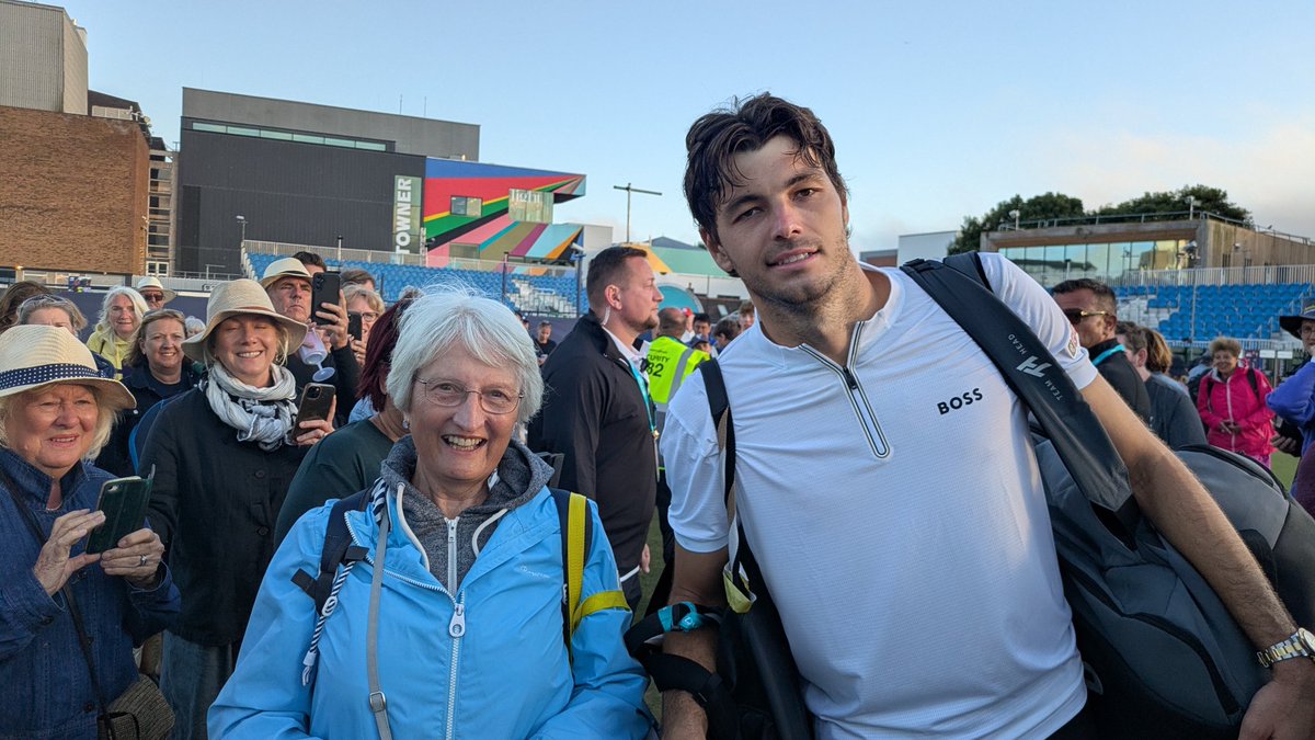 I just have to say a huge thank you to <a href="/Taylor_Fritz97/">Taylor Fritz</a> for making so many fans days at #LexusEastbouneOpen not least my mum who was made up by the pic. God speed in the final Taylor 🎾