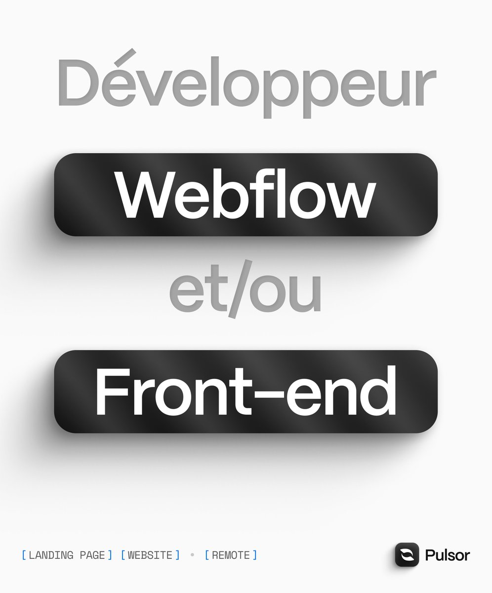 💎 RECRUTEMENT: Développeur Webflow

On cherche des tops profils en mesure d'intégrer nos designs pour constituer une équipe de dev solide

Ce qu’on recherche 👇

→ Maîtriser parfaitement l’outil Figma
→ Être en mesure d’intégrer au pixel près les designs conçus
→ Assurer la