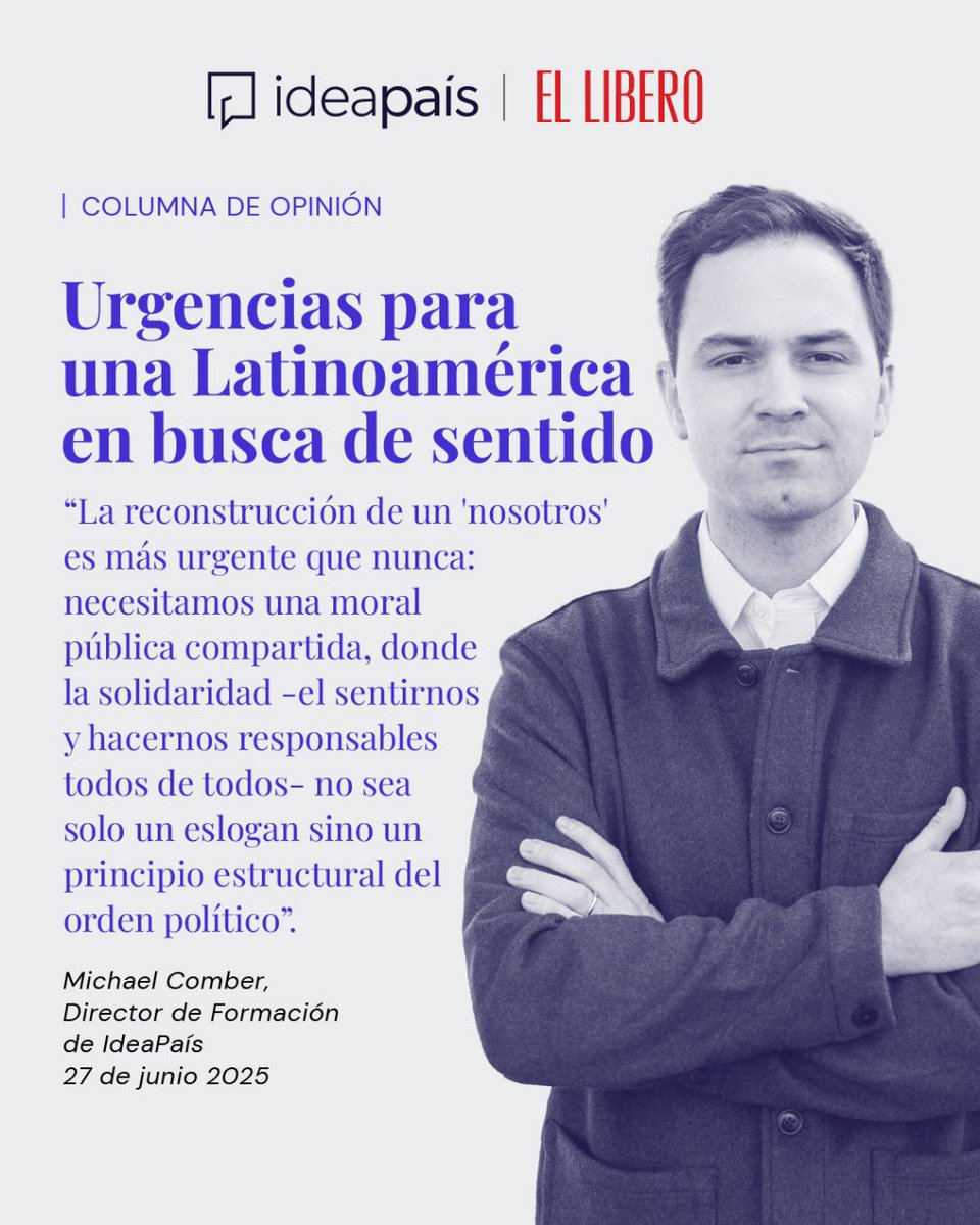 ideapais's tweet image. Los invitamos a leer la columna de nuestro Director de Formación, @comber_v en @elliberocl, llamada “Urgencias para una Latinoaméricaen busca de sentido”. 

Leer aquí: ideapais.cl/noticias/colum…