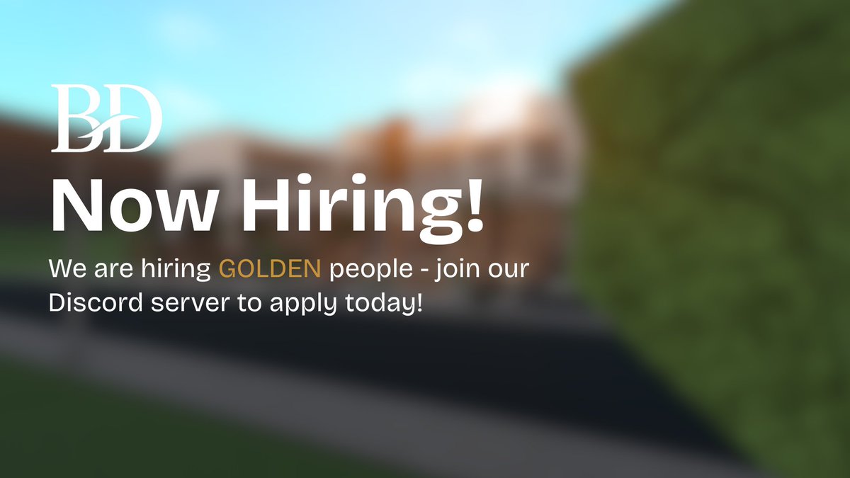 We're Now Hiring!
Join the GOLDEN hospitality team today!

Join our Discord to apply: discord.gg/EzGre4JDbE
