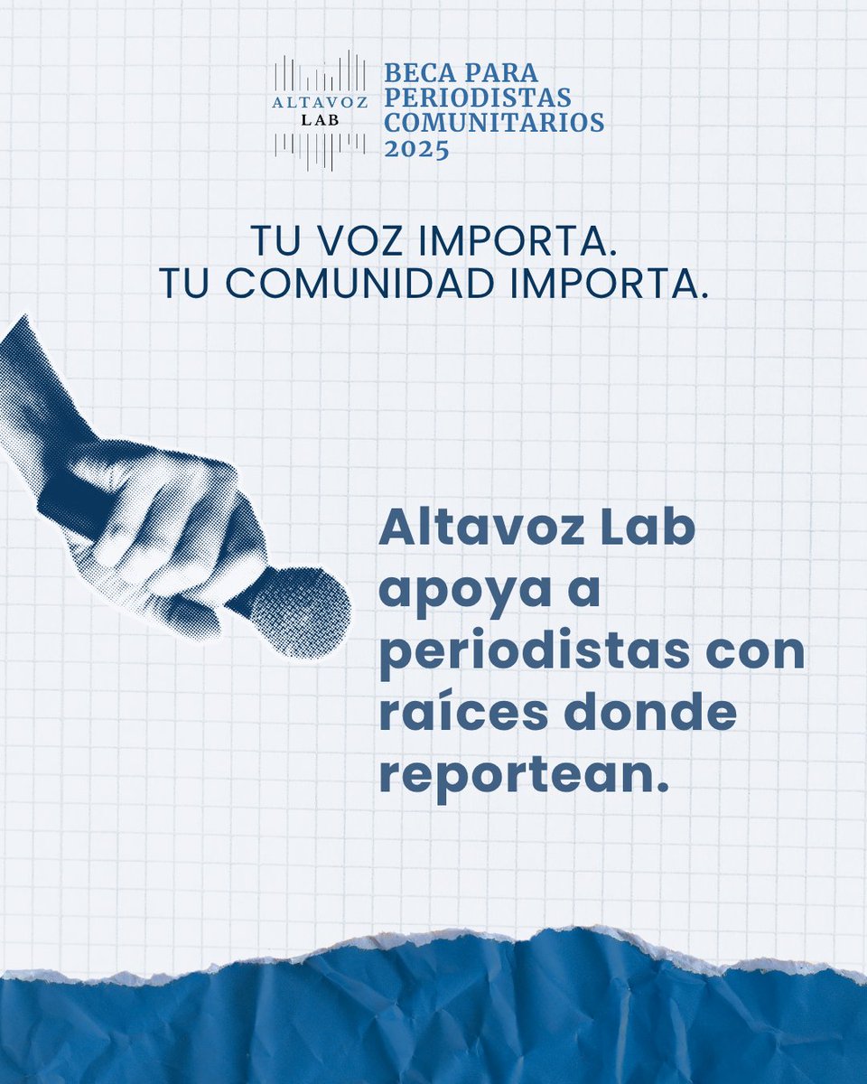 Altavoz_Lab's tweet image. ¿Estás pensando en postular a la beca de Altavoz Lab?
Esto es lo que incluye:
💰 Hasta $8K
🤝 Mentoría
📣 Apoyo en participación
🗓 Cierre: 18 de julio
Info: altavozlab.com/beca-para-peri…
#PeriodismoLatino #Beca