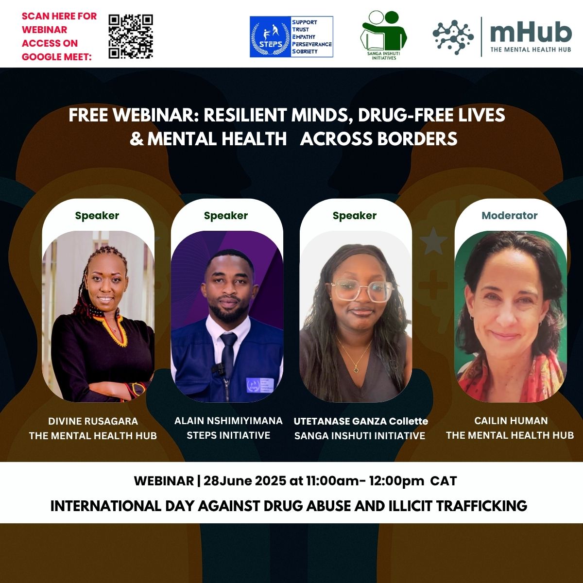 🧠 TOMORROW | Join our regional webinar on "Resilient Minds, Drug-Free Lives &amp; Mental Health Across Borders"

📅 June 28 | 🕚 11AM (Kigali Time)
📍 Google Meet | Free
🔗 meet.google.com/nzx-civu-ngc?h…

Hosted by <a href="/STEPS_INITIATIV/">STEPS INITIATIVE 🇷🇼</a> with partners
#MentalHealth #DrugPrevention
