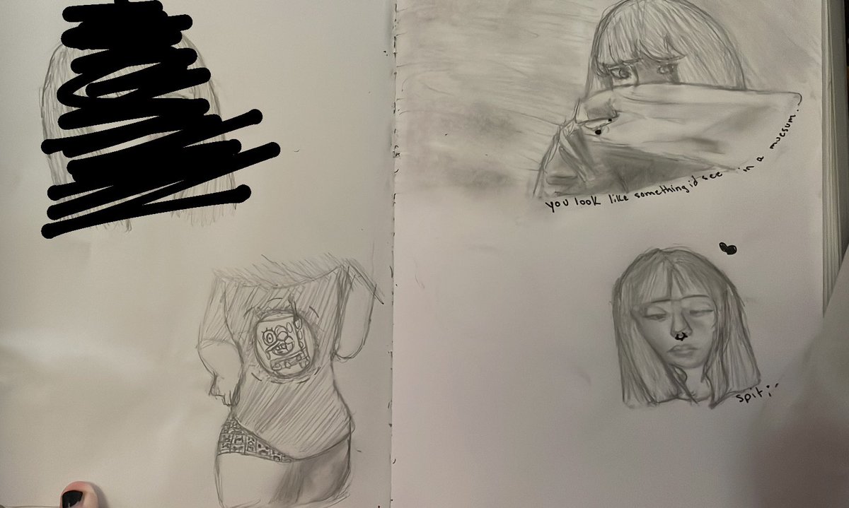 Mickexic's tweet photo. my friend is my favorite person to draw like theyre my little oc in my sketchbook https://t.co/9rRcB2vRoD