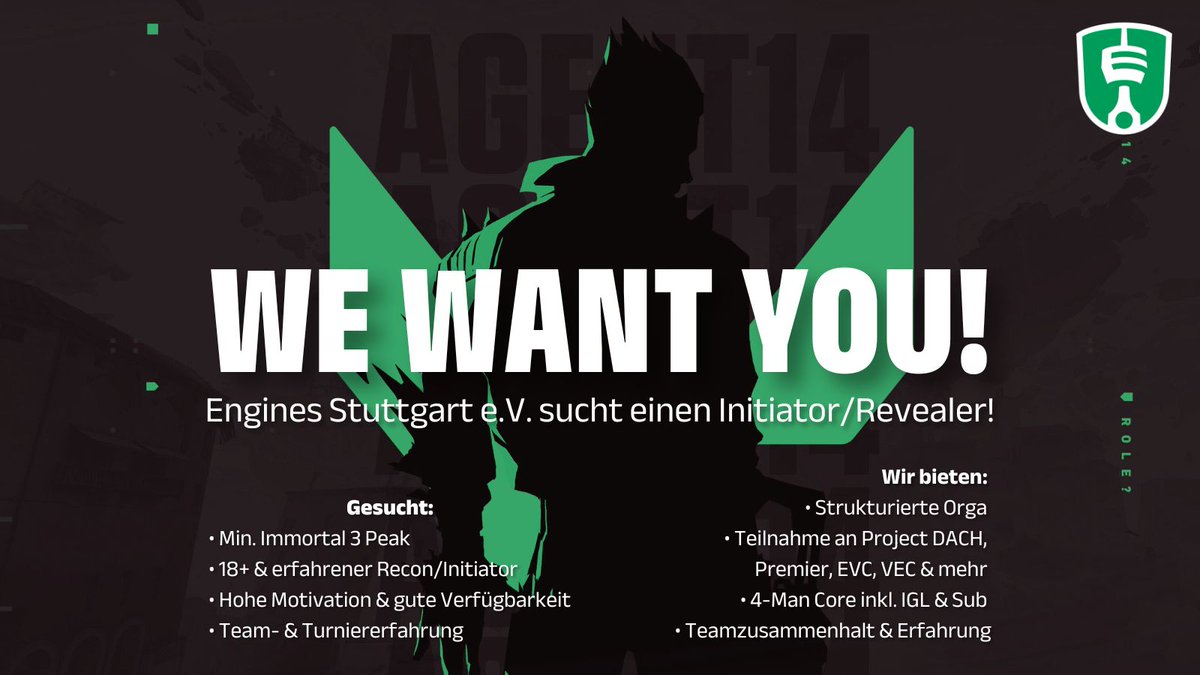 🚨 VALORANT-Spieler gesucht!
Engines Stuttgart e.V. sucht einen Initiator/Revealer zur Verstärkung unseres Teams! 🎯

📍 Wir spielen u.a. Project DACH, Premier, VEC
📩 Interesse? → Discord: <a href="/haikun/">hai</a>
❤️ &amp; ♻️ appreciated!
