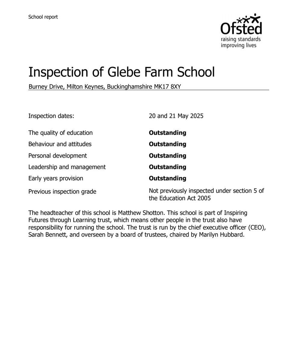 Delighted to share our news 💚💛

For our staff, our children and their families. 

<a href="/IFtL_MAT/">IFtL</a> <a href="/glebefarmschool/">Glebe Farm School</a>