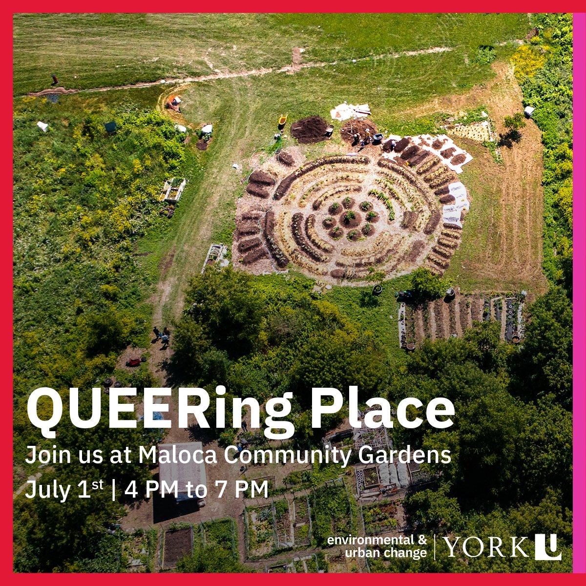 Maloca Earthworks invites you to Queering Place! 🪴🌈 

Come join the Maloca team to learn about queer planters and planting, queer ecologies, and much more! We'll see you there.

#YorkuEUC #YorkU #YUPride