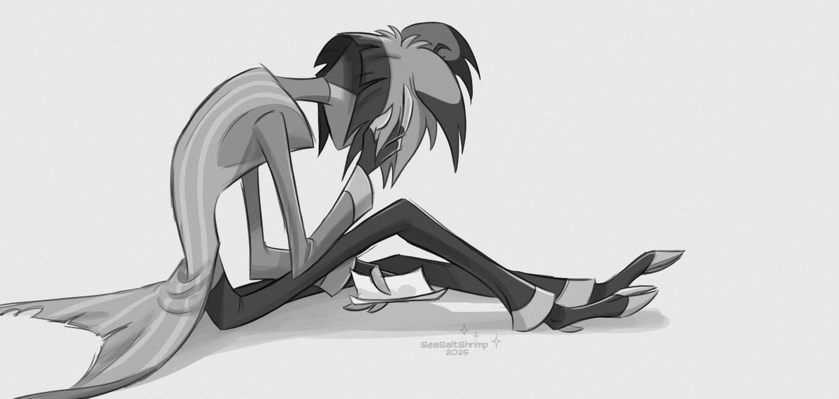 SeaSaltShrimp's tweet image. Had some feelings to export onto a character recently (I'm good now dw), and the dice roll landed on AL that day.
Sorry I know you all haaaate Alastor angst, right? 😔
#HazbinHotel #HazbinHotelAlastor