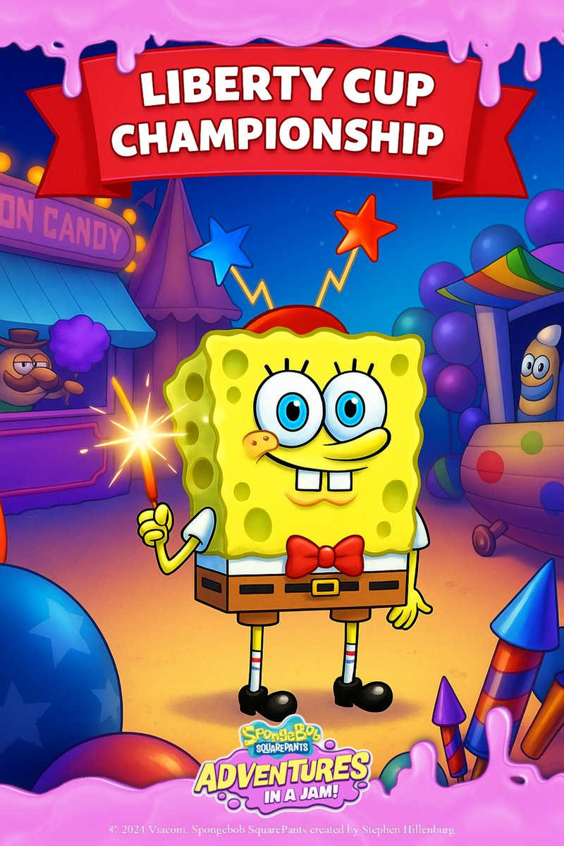 SpongeBobInAJam's tweet image. Independence Day is near, and Bikini Bottom is ready! 🎆

Join the Liberty Cup, collect fireworks, earn rewards &amp;amp; party under the sea! 🧽🎉

🔥 Don’t miss out — play now! #SpongeBob #LibertyCup